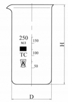 Стакан В-1-100 ТС со шкалой (Клин) ГОСТ 25336-82